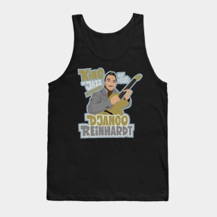 Django Reinhardt: A Jazz Guitar Legend Brought to Life with this Captivating Illustration. Tank Top